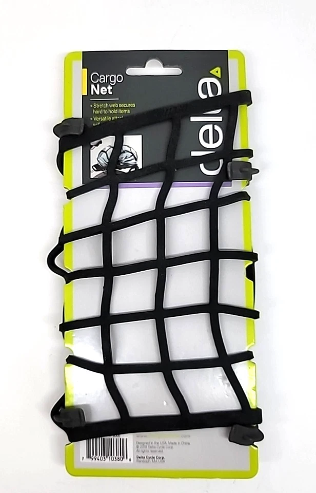 Rede de carga Delta emborrachada preta com ganchos cinza-7,25"x7,25" não esticada - Imagem 1 de 4