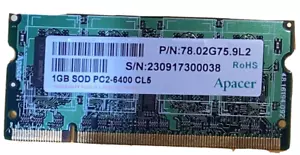 Apacer 1 GB 800MHz PC2-6400 Non ECC CL6 1.8V 200-Pin Laptop DDR2 SO-DIMM Memory - Picture 1 of 2
