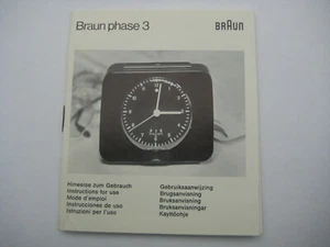 Gebrauchs Bedienungs Anweisung BRAUN Wecker PHASE 3 original instructions emploi - Bild 1 von 1