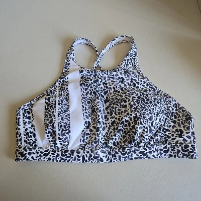 Athleta Women Sports Bra 36 B/C White Animal Print Underwire Racerback - Image 1 of 4