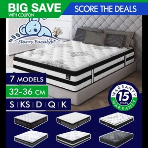 STARRY EUCALYPT Mattress Queen Double King Single Bed Pocket Spring 32-36cm Foam - Picture 1 of 369