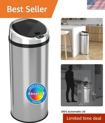 Bote de basura con sensor sin contacto platino de 13 galones con control de olores y elegancia Foto 1 de 4