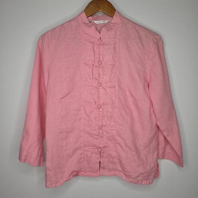 Blusa Richard Malcolm Mujer 100% Lino Irlandés Rosa Toggle Talla M Femenina Foto 1 de 4