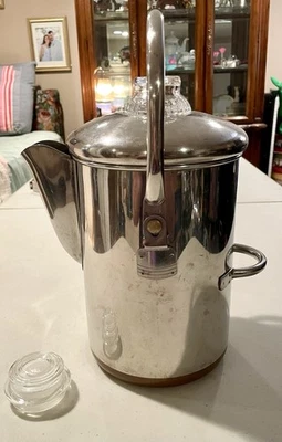 Revere Ware 1544 Copper Clad 14 Cup Indoor/outdoor Percolator Vintage - Image 1 of 4