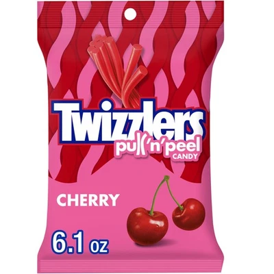 TWIZZLERS PULL 'N' PEEL Cherry Flavored Chewy Candy, Bulk, Low Fat, 6.1 oz Bags - Image 1 of 4