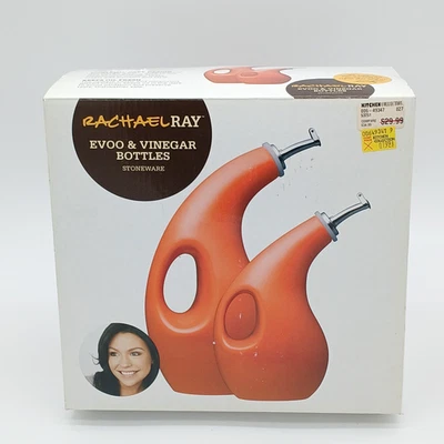 Botellas de AOVE y vinagre Rachael Ray gres - naranja nuevas en caja - nunca usadas Foto 1 de 4