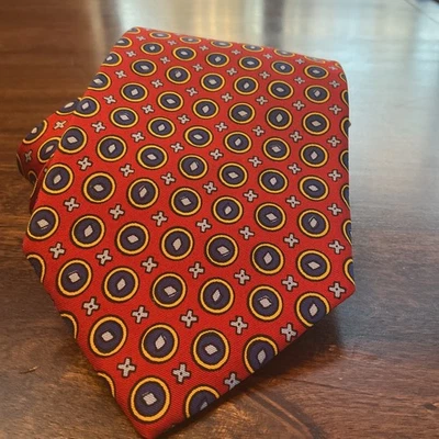Corbata de seda para hombre 100 % seda J.Crew, roja y azul y amarilla hecha en Estados Unidos Foto 1 de 4