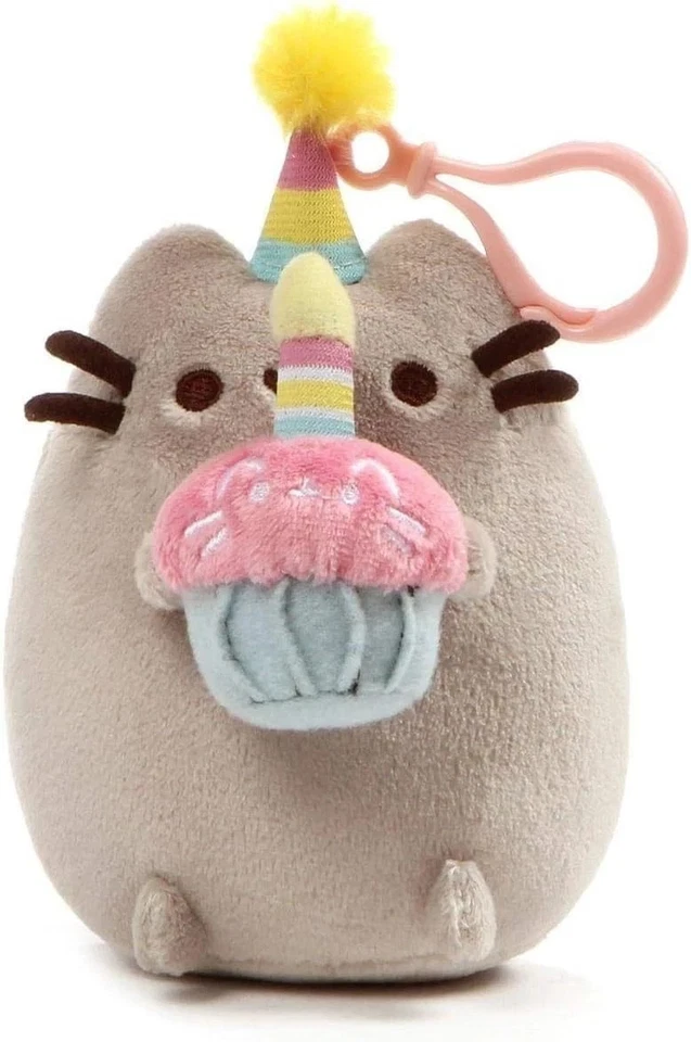 GUND Pusheen Snackable Birthday Cupcake Cat Plush Stuffed Animal Backpack Clip - Image 1 of 1