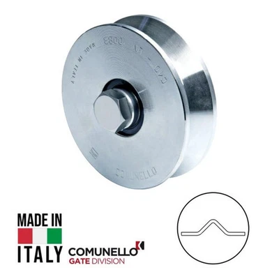 RUOTA PER CANCELLO SCORREVOLE GOLA V ZINCATA 2 CUSCINETTI CON BULLONE  - Immagine 1 di 3