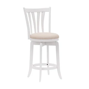 Hillsdale Furniture Savana Wood Upholstered Swivel Stool White and Cream 39H x 1 - Picture 1 of 5