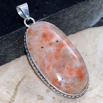 Colgante enchapado en plata 925 Sunstone 2,2" regalo para tía GW Foto 1 de 3