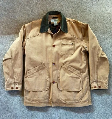 L.L. Bean Flannel Lined Canvas Barn Ranch Chore Jacket Coat Tan Men's Medium M - Image 1 of 4