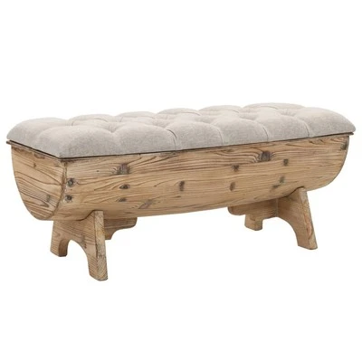 NNEVL Storage Bench 103x51x44 cm Solid Wood and Fabric - Image 1 of 4