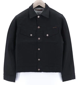 NUDIE JEANS Conny Stretch Dry Black Coated Men Jacket XS Unlined Button Closure - Picture 1 of 9