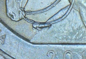 2016P Quarter Theodore Roosevelt Big Reins + Die Break Chip Mint Error Coin - Picture 1 of 4
