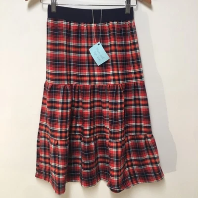 Skirt Flannel Girls 10/12 Multicolor Plaid Ruffle Teir Maxi Mom and Pop's Kids - Image 1 of 4