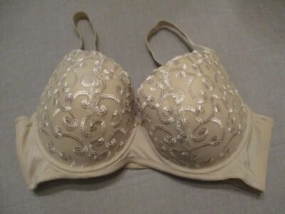 Sujetador con aros 909V2 Valmont 1802 bordado moldeado 38DD beige nuevo sin etiquetas Foto 1 de 2