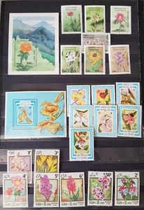 Hermoso mini lote bloques y conjuntos flores benin&togo&lao&indonesia mnh - Imagen 1 de 6