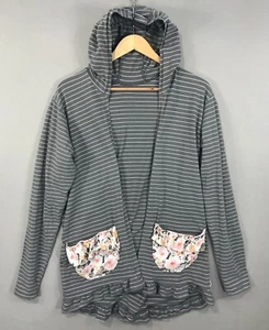 Vestidos Flowermill Cárdigan Para Mujer 2XL Gris Rayas Frente Abierto Bolsillos con Capucha - Imagen 1 de 13