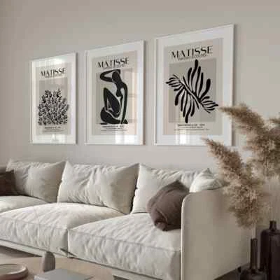 Set of 3 Matisse Grey And Black Wall Art Posters Henri Matisse Poster Prints — 第 1/4 张图片