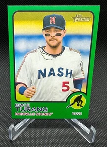 2022 Topps Heritage Minors Brice Turang Green /75 RC Rookie #38 Brewers Sounds - Picture 1 of 3