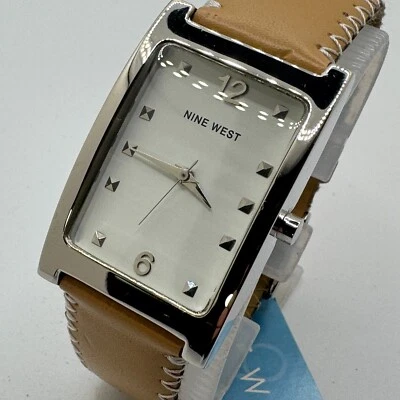 Reloj de Cuarzo Nine West Unisex Plateado Rectángulo Japón Movt Analógico Batería Nueva Foto 1 de 4