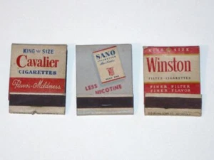 Vintage Sano WINSTON Camels CAVALIER Cigarettes Matchbooks! Unused FRONT Strike! - Picture 1 of 4