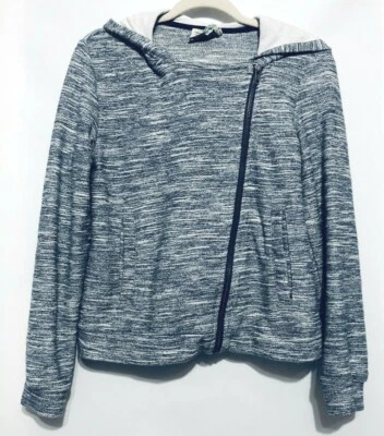 Anthropologie Saturday Sunday Womens Small Blue Hooded Moto Jacket Boho - Image 1 of 4