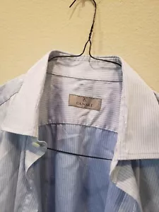 Camisa de vestir Canali 1934 azul y blanca a rayas manga larga para hombre talla 17,5 - 44 - Imagen 1 de 9