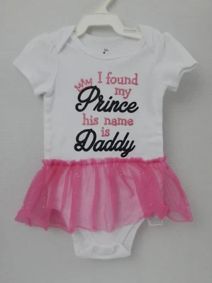 Baby Starters ~ Mameluco de una pieza con tutu *12 meses * Encontré a mi príncipe, su nombre es papá Foto 1 de 4