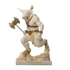 Minotaur Greek Mythology With Labrys Statue Gold Tone Alabaster 8'