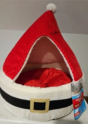Vibrant Life Cozy Hideaway Pet Bed for Small Cat or Dog Christmas Santa Suit NWT - Image 1 of 4