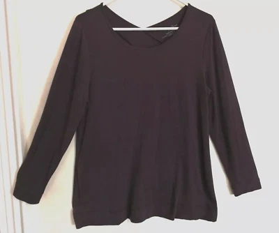 J Jill Fit Womens Blouse MP Petite Purple Back Keyhole Tunic Pockets Long Sleeve - Image 1 of 3