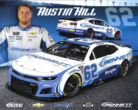 2023 AUSTIN HILL “2ND VERSION BENNETT BEARD OIL" #62 NASCAR CUP SERIES POSTCARD Cover