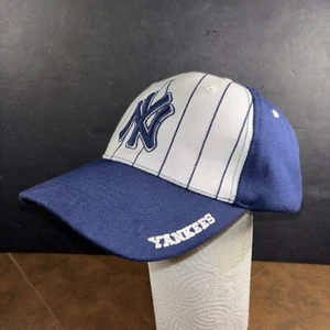 Vintage New York Yankees Baseball Adjustable hat Blue/White Half Pinstripe Hat - Picture 1 of 10