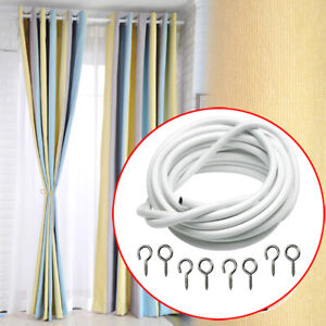 Window Cord Cable Net Curtain With Wire Eyes & Hooks Various Lengths Available b