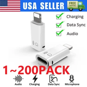 USB Type C Female to iOS Male Adapter For iPhone 14/13/12/11/XR/XS/SE 3 lot - Picture 1 of 13