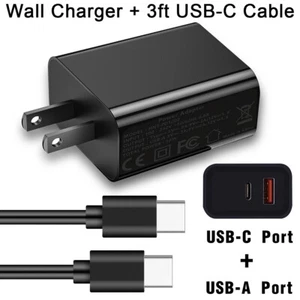 18W USB-C Fast Wall Charger + 3ft Charging Cable For T-Mobile Revvl V+ 5G/7/6/4+ - Picture 1 of 16