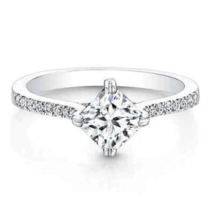 0.99 Ct Princess Cut Real Moissanite Wedding Ring 14K Solid White Gold Size ALL - Picture 1 of 6
