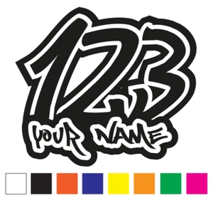 Custom Race Numbers Name Vinyl Stickers Decals Motorbike Motocross Quad set of 3 - Picture 1 of 4