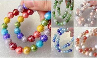 Weihnachten Schmuck Basteln 8mm rund Perlen bunt Regenbogen Glasperlen glänzend - Bild 1 von 4