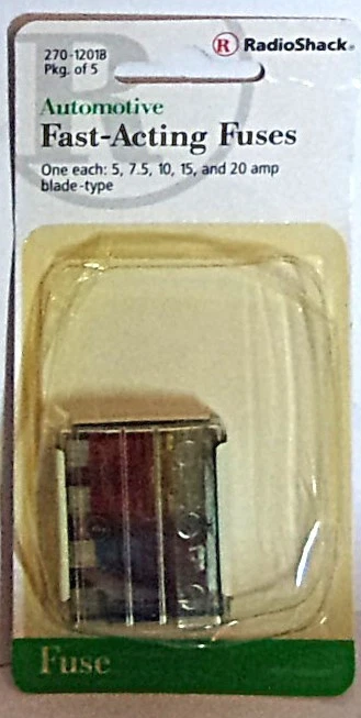 Radio Shack #270-1201B автомобильные быстродействующие предохранители упаковка 5 новый - Изображение 1 из 1