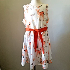 Woodland Animals Sleeveless A line Flowy Summer Spring Dress Size 7 Y - Picture 1 of 8