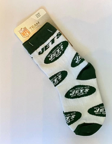 NFL Team NY Jets Toddler Socks US 3-8 Green Logo on White Stretch New with Tags Cover