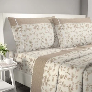 Completo Lenzuola Irge Gelsomino Letto Matrimoniale Puro Cotone 100% Stampato - Imagen 1 de 13