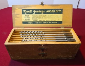 Vintage Stanley Russell Jennings Nr. 100 32-1/2 Quart Erdbohrer 13 Größen + Holztruhe - Bild 1 von 16