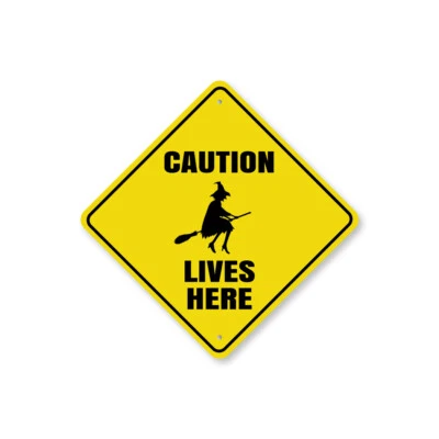 Caution Witch Lives Here Metal Sign - Image 1 of 4