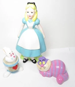 Juego (3) De Colección Alicia en el País de las Maravillas Porcelana Tienda Disney - Conejo, Gato de Cheshire - Imagen 1 de 3
