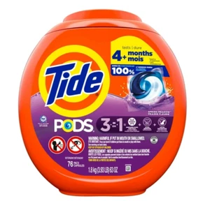 Tide PODS cold laundry detergent pacs, 3-in-1 Stain Remover, Odor Fighter 76 CT - Picture 1 of 3