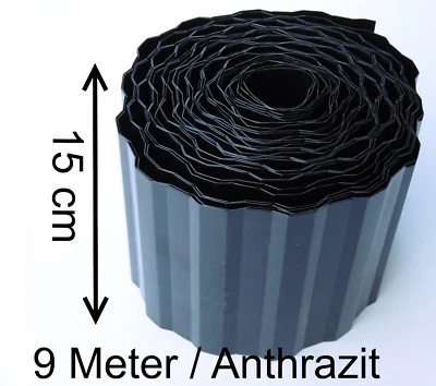 EXCOLO Bordura per prato bordura per aiuole 0,52€/m nero antracite bordure per prato 9mX15 cm